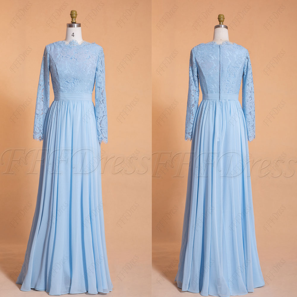 Light blue modest bridesmaid dresses ...